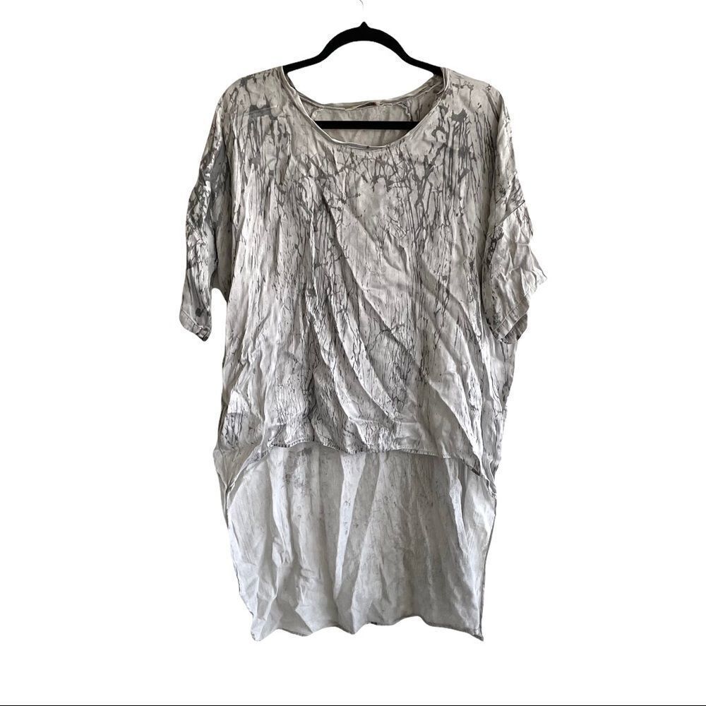 STARK X Silk Lagenlook High Low Blouse Grey S